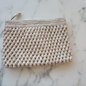 Madewell Women's Wooden Beaded & Crochet Clutch Purse